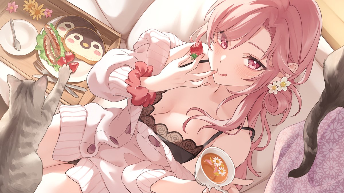 「【お仕事告知1】 ゆーなさん( )のローディング画面とエンディング画面のイラスト」|tetiのイラスト