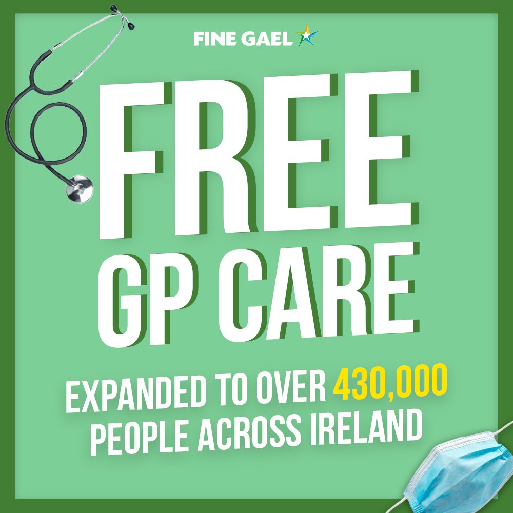 We are expanding free GP care on a means-tested basis. Over two phases, 430,000 people aged between 8 and 69, who currently pay out of pocket to see a GP, can apply for a GP visit card.