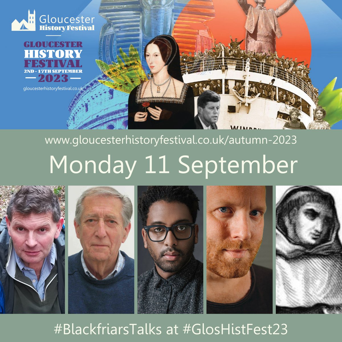 Gloucester History Festival 2023 continues this week! 🎉

There's a full week ahead of #HistoryTalks with 24 weekday talks alone! 🗣️

Which ones will you come to? 🤔

Image credit: @gloshistfest

#discovergloucester #BlackfriarsTalks #GlosHistFest23