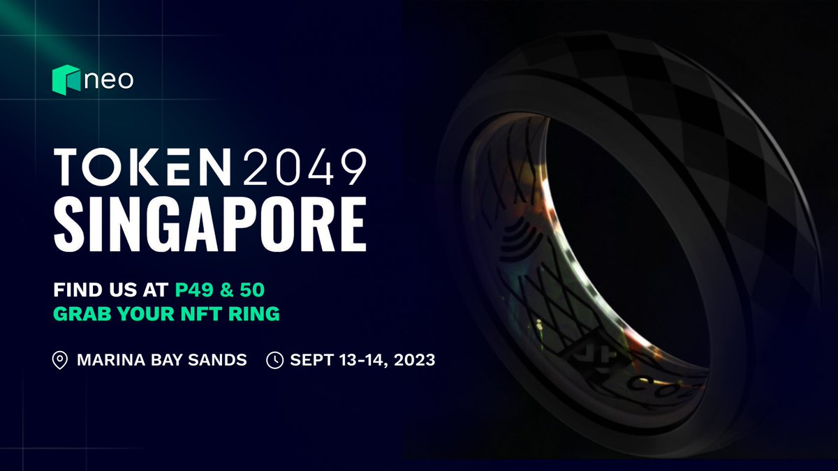 Neo_Blockchain's tweet photo. Fancy a rendezvous with #Neo at #Token2049 ? 😎

💍 Embark on an enchanting Non-Fungible Item experience.
🥂 Explore collaboration to #BUIDL the #APAC #Web3 world.

Meet us at: 
📍 Booth 49 &amp; 50, Marina Bay Sands 
🗓️ Sept. 13-14, 2023 https://t.co/xB3fqQisPq