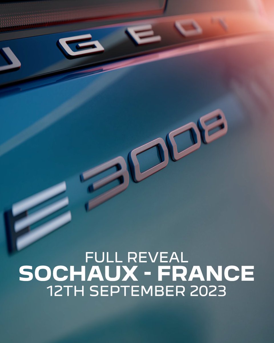 Are you ready for next-level allure, emotion and excellence?

E-3008 – revealing soon! 

#NewPeugeotE3008 #AllElectric
