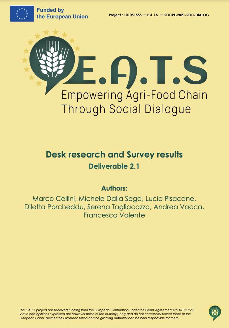 ADAPT_bulletin's tweet photo. #JustPublished the 1st research deliverable of the 🇪🇺#EATSProj. It is the result of 10 months of research activities carried out by @CNRIrpps, Fondazione @adaptland & Fondazione @fai_cisl on #socialdialogue in the #agrifood sectors of 6 target countries https://t.co/Ft8ympzNoZ https://t.co/Kl0Nszrg2k