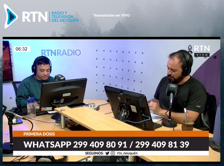 horaciorusso's tweet photo. #ENVIVO #AHORA #PRIMERADOSIS por @rtn_neuquen hasta las 9 de la mañana. Conducen @tubagustavo y @Fede_car2001. Whatsapp: 299 409 80 91 - 299 409-8139. Canal 26.1 TDA. Canal 18 de Davitel. 104.9 FM Neuquén Capital y a través de la señal de RTN, 62 repetidoras de la provincia https://t.co/tQ5sCzQKJT