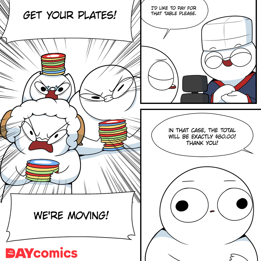 Oh... the usual situation in a sushi restaurant？！🍣 Lots of episode to read, so there is definitely a story you can related too with some laugh. Check out the <Brain Breaker>now! 🔗daycomics.com/comic/102419/1… #daycomics #webcomic #daily #manhwa #drawing #illust #cartoon #comic