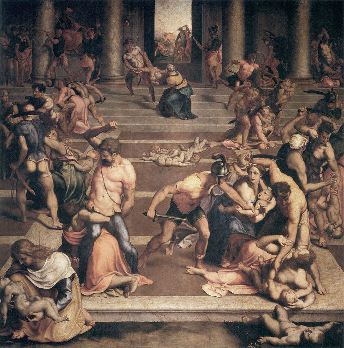La Strage degli Innocenti 1557 
Daniele da Volterra
Olio su tavola, 51 x 42 cm 
Galleria degli Uffizi, Firenze

Questa tavola fu dipinta nel 1557 per la chiesa di San Pietro a Volterra.

Meglio conosciuto come l'uomo che dipinse perizomi sui nudi della Sistina di Michelangelo su