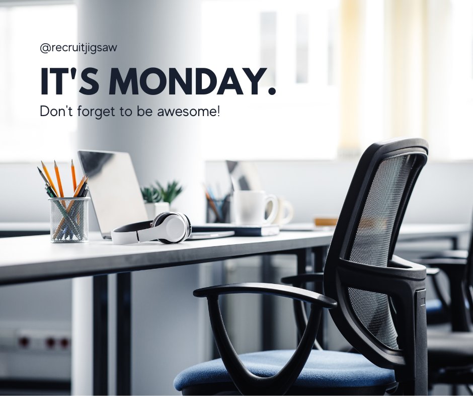 RecruitJigsaw's tweet photo. Happy Monday! We hope you have a great start to your week #jigsawjourney #Recruitment #recruitmentagency #mondaymotivation #startyourweekright https://t.co/h2aUntBGZc