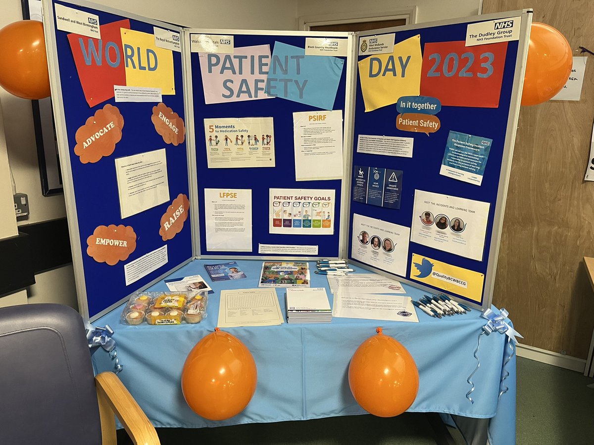Today we are in Sandwell Hospital Outpatients Centre spreading the word about Patient Safety. Come and say hi, grab a cake and a pen 😉
