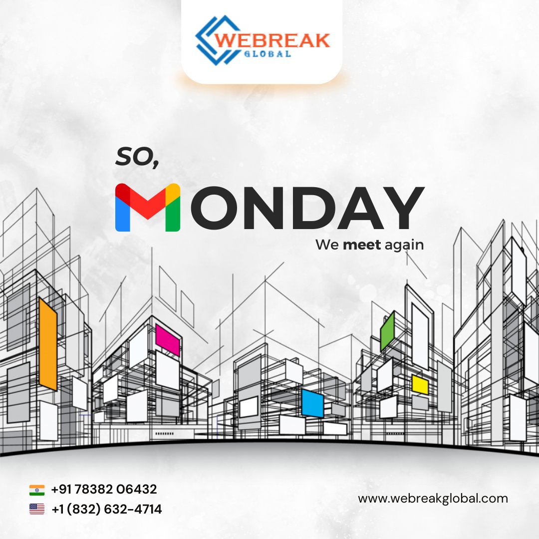 webreakglobal's tweet photo. Hello Monday, So We Meet Again.
Connect with us for more information.
📞 +91 78382 06432, +1 (832) 632 4714
📧 info@webreakglobal.com
🌐 https://t.co/m9rAD3WpAD
#mondayquotes #mondayvibes #MondayMorning #mondaythoughts #monday #mondayfeels #DigitalMarketing #webreakglobal https://t.co/8m0HDJj06X