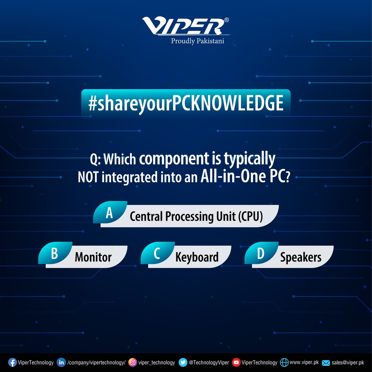 TechnologyViper's tweet image. Let&apos;s test your PC knowledge! 🖥️ What do you think is NOT integrated in an all-in-one PC? Share your answer in the comments below and join the discussion. 💬 

#PCKnowledge #TechQuiz #AllInOnePC #HardwareTrivia #ViperTechnology #ComputerComponents #TechDiscussion #ITExperts