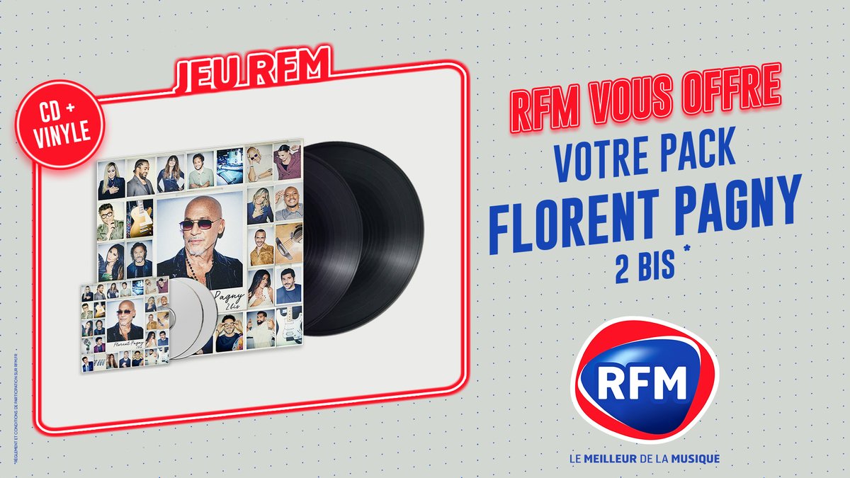 RFMFrance's tweet photo. [#Jeu] 💥 @florentpagny vient de sortir un album de duos #2bis ! 💿 

📌 Pour fêter ça, #RFM vous offre un pack regroupant l'album, et le vinyle issus de ce nouveau projet musical ! 🎶 Tentez votre chance ici 👉 https://t.co/YxtcxcM7FW https://t.co/j85xuQLqS4