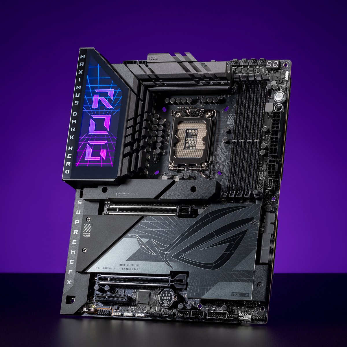 ASUS_ROG's tweet photo. Doubling down on shadowy tones, the ROG Maximus Z790 Dark Hero creates a show-stopping aesthetic. #Polymo lighting on the I/O shroud sets it all off with the perfect accent.

Learn more:
👉https://t.co/nEm2Vy0IWn
👉https://t.co/NwgraWfNmE

#ROGZ790 #IntelNextGenProcessor https://t.co/Q4x1rZQ9uh