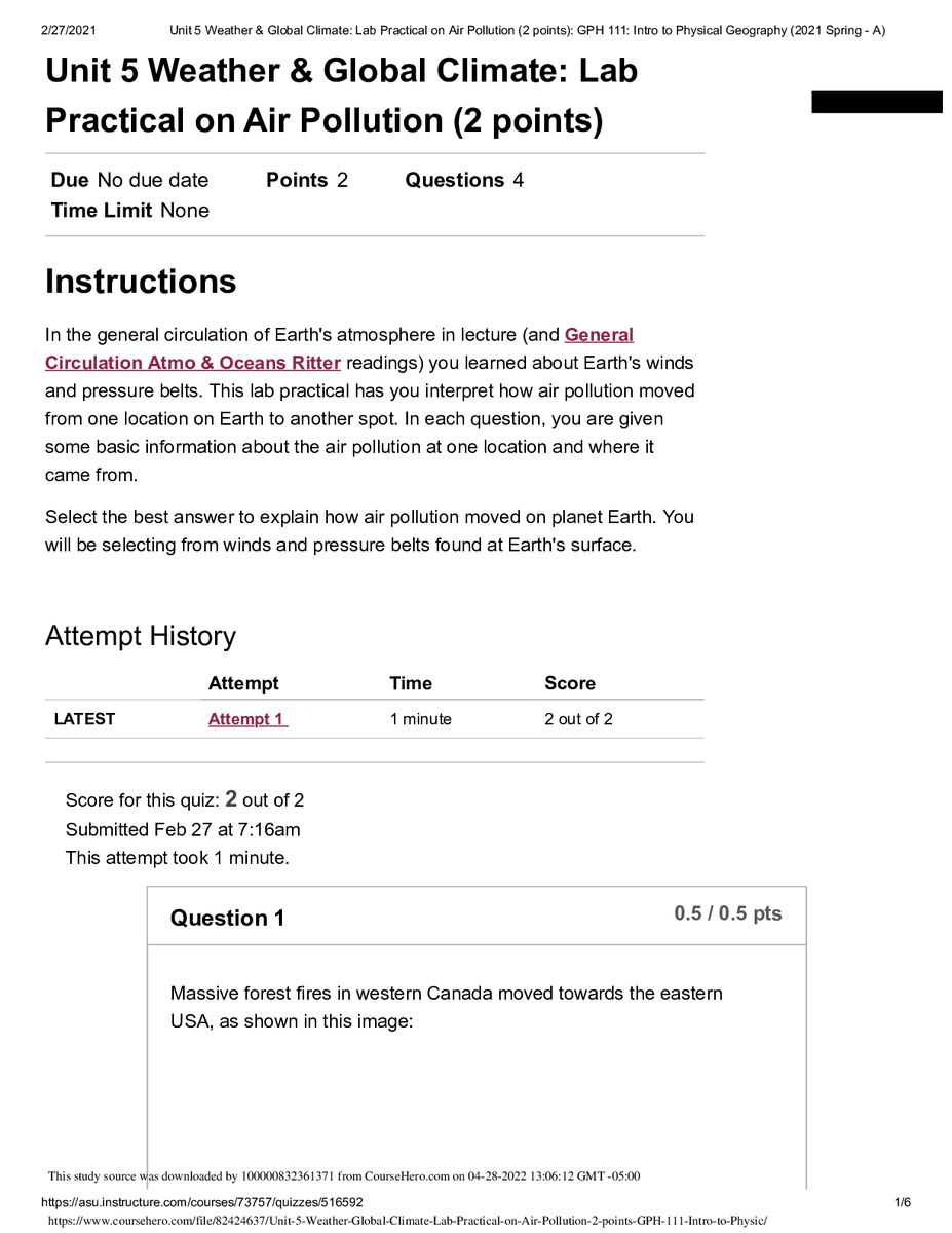 StudyResoures's tweet image. Unit 5 Weather &amp;amp; Global Climate: Lab Practical on Air Pollution (2 points): GPH 111: Intro to Physical Geography (2021 Spring - A)
#globalclimate #labpractical #airpollution #weather #fliwy 
fliwy.com/item/356510/un…