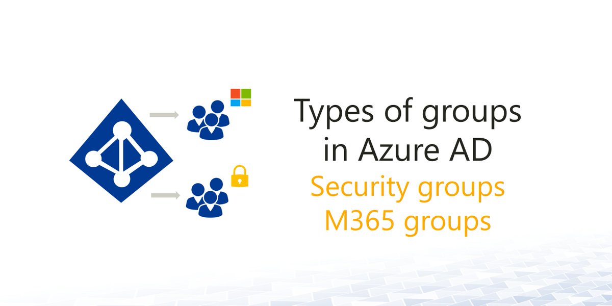 AD_FAQ_com's tweet photo. What are the group types in Azure AD?
Functionality and differences explained in more detail⬇️
https://t.co/ShbWPeYP25
#m365 #Azuread #activedirectory #ADgroups #m365groups #onpremise #hybritit https://t.co/WZzyCjeH5D