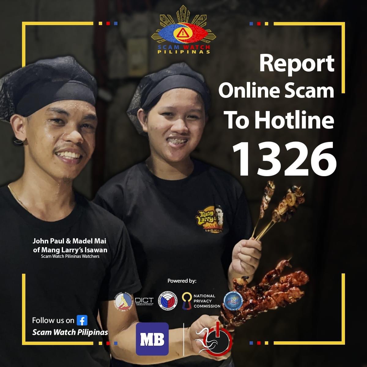 ScamWatchPH's tweet photo. We can now report online scam to 1326 #ScamWatchPH https://t.co/74T1zAMJhn