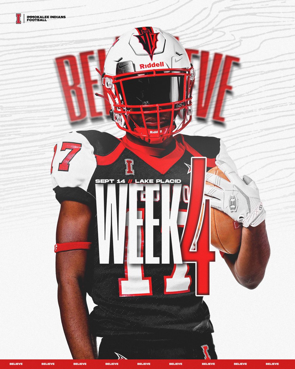 ImmokaleeFB's tweet image. Week 4 is upon us‼️ 🔴⚪️🏈
#ShortWeek #SeeYouThursday 
#BELIEVE