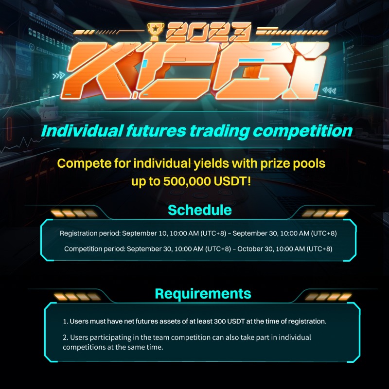 bitget's tweet photo. 📚 Read &amp; learn how to join #KCGI Futures Trading Competition and win a huge prize pool!

💬 Comment below if you have any questions about the rules and we’ll help clarify. 

⏳ Registration ends: Sep 30, 10:00 (UTC+8)

✍️ Register NOW👇

#Bitget #KCGI2023 #BitgetTurns5