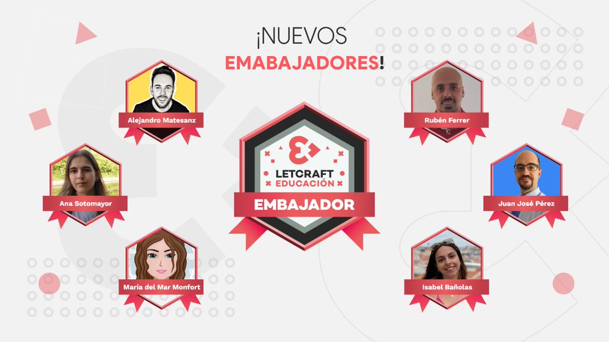 ¡Ya están aquí! 😍  Llegan con muchas ganas y son nuestros nuevos embajadores y embajadoras para este curso 👏🏻

🎖️ <a href="/alex_educador/">Álex_educador</a> 
🎖️ <a href="/ARhapsodos_/">ARhapsodos</a> 
🎖️ <a href="/mae07021/">Maria Del Mar M.</a> 
🎖️ <a href="/Ruben__Ferrer/">Experiencias de un maestro</a> 
🎖️ <a href="/juanjo2nombres/">Juanjo Perez</a> 
🎖️ @unaprofeconclase (En IG)

¡BINEVENID@S! Empieza la aventura 🏃🏻‍♀️🚩