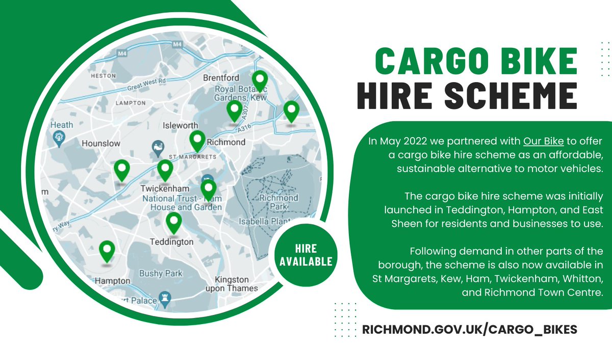 Thank you to the businesses who have volunteered as hosts for our cargo bike hire scheme 👏 

📍The Refill Larder
📍Birdie Bikes
📍La Ciclista
📍St Margarets Post Office
📍Whitton Community Centre
📍Caffé Torelli
📍Ricardo’s Cellar
📍Hansel &amp; Pretzel

orlo.uk/tKyiq