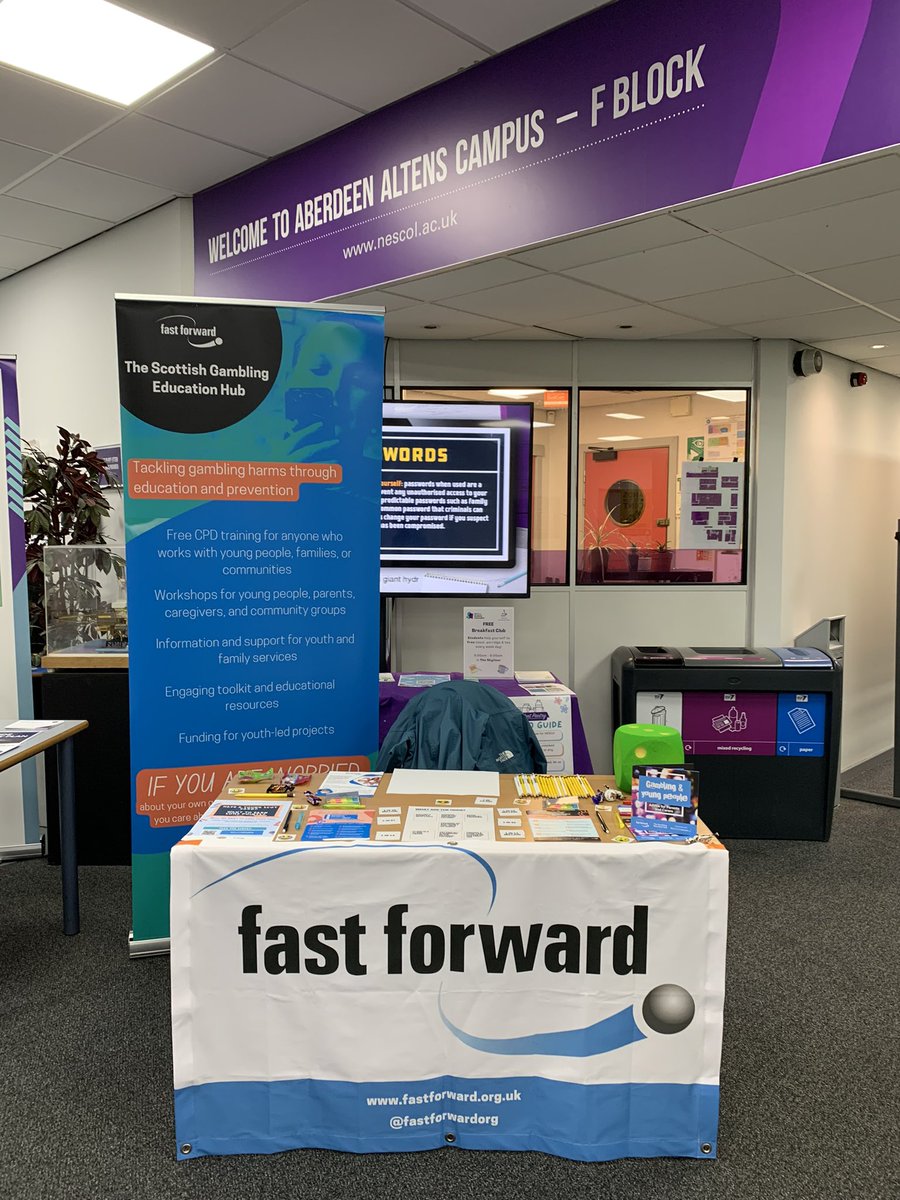 FWJFastForward's tweet photo. Come find me for a  #harmreduction conversation @NESCollege Altens Campus today near the Engine Room Cafe. Would love to have a chat! #gamblingharms #gamingharms #Freshers23 https://t.co/gAWZNfIHt0