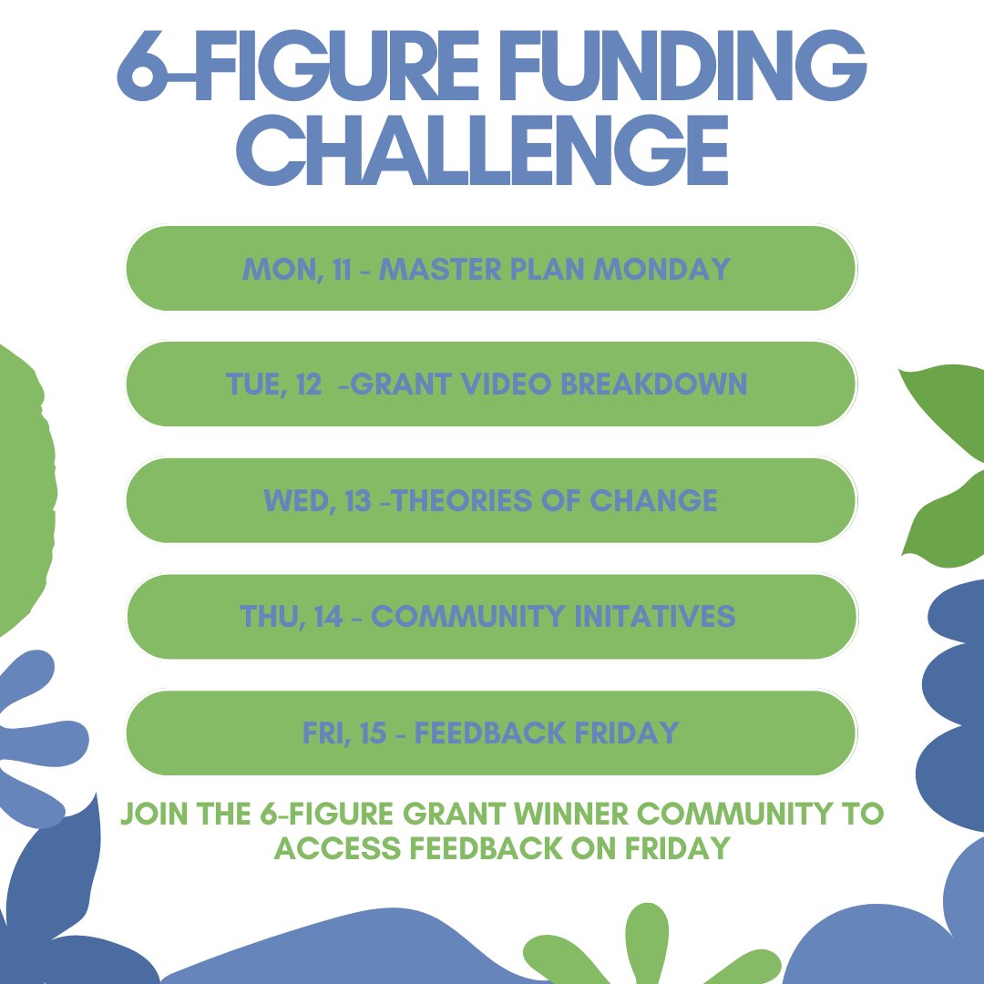 Here are some of the grant-related topics we will be covering to help support you along your funding journey. See you this week! 
#winninggrants #grants #grant #grantwriters #nonprofits #scholarships #smallbusiness #wealth #grantmoney #grantwriter #grantwriting #funding