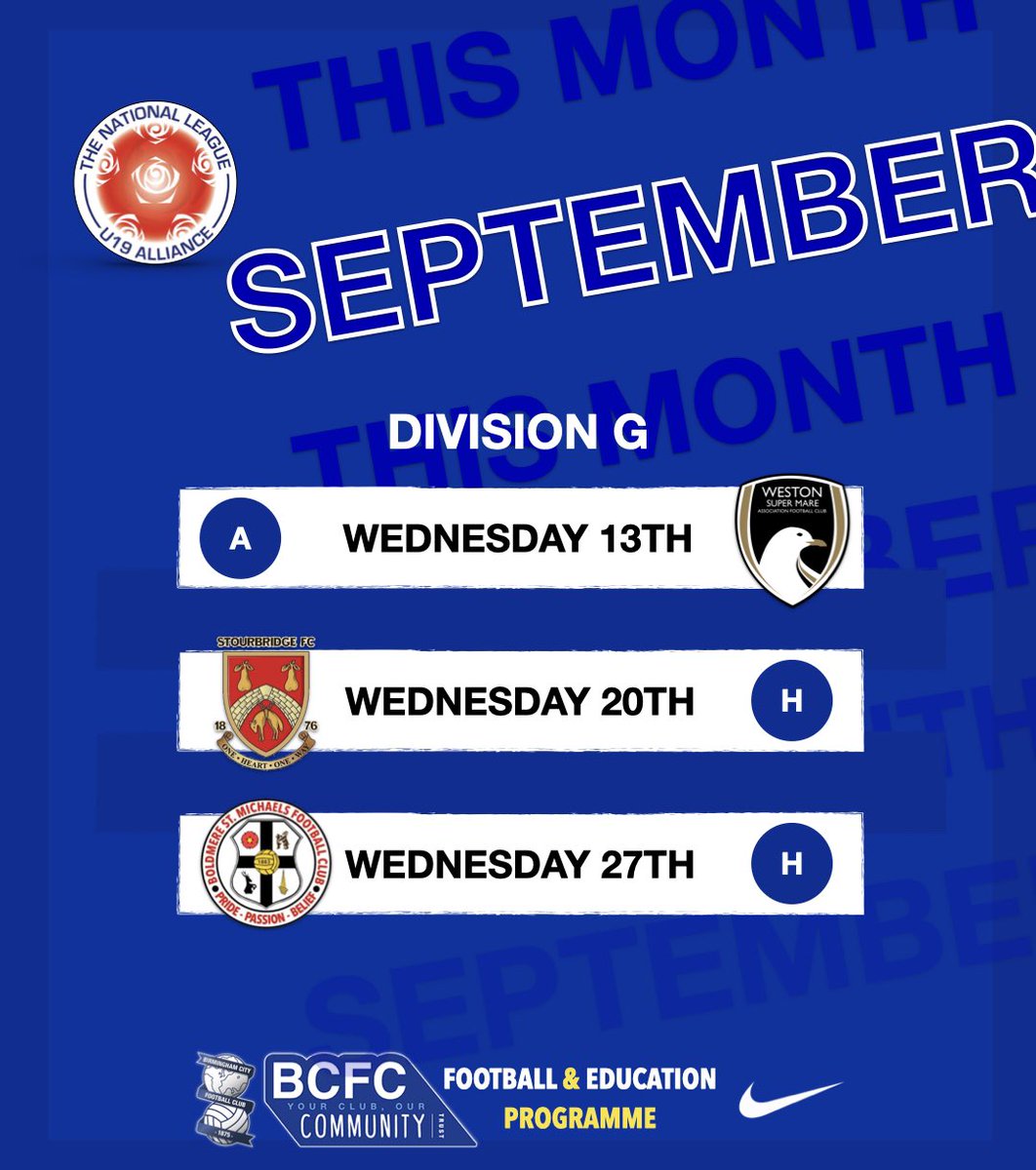 BCFC_FEP's tweet photo. This month starts our football programmes league fixtures. All our teams start with away trips before a full home fixture schedule at the end of the month.

Specific details on each game will be posted closer to the time. https://t.co/uUKJM8nX99