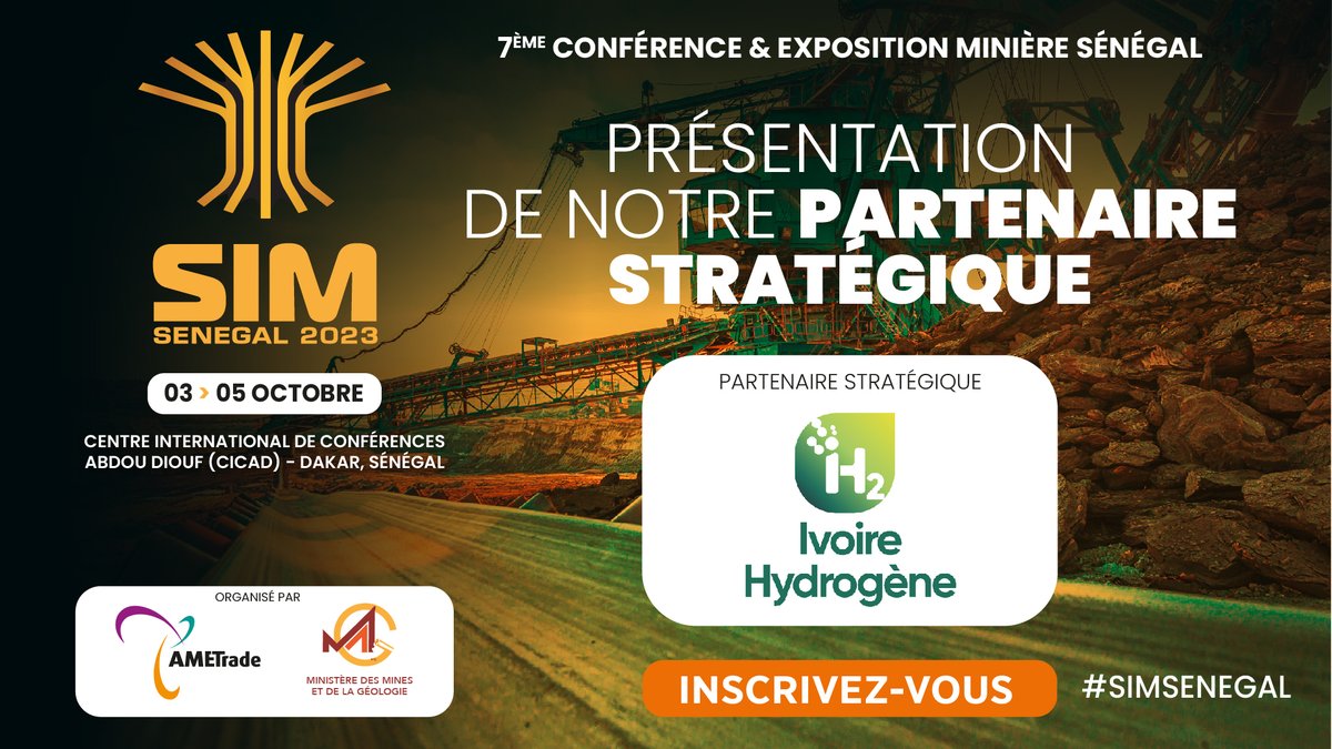 AMETrade's tweet photo. Présentant notre Partenaire Stratégique #SIMSENEGAL 2023 : iH2 - Ivoire Hydrogène ! 🌟
iH2, leader ivoirien en énergie durable. Rejoignez-nous lors de la conférence pour découvrir leur expertise. 🤝💡 https://t.co/Nt4APEWBFR