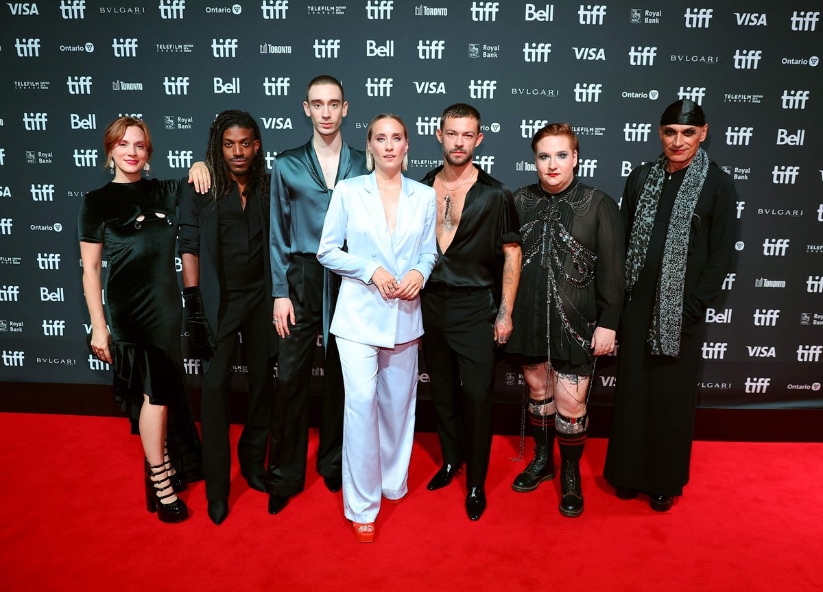 #TIFF23 

(L-R) #AliceMoreault, #VladAlexis, #ThéodorePellerin, #SophieDupuis, #FélixMaritaud, #TommyJoubert and #JeanMarchand attend the 'Solo' premiere during the 2023 Toronto International Film Festival at Roy Thomson Hall on September 10, 2023 in Toronto, Ontario.