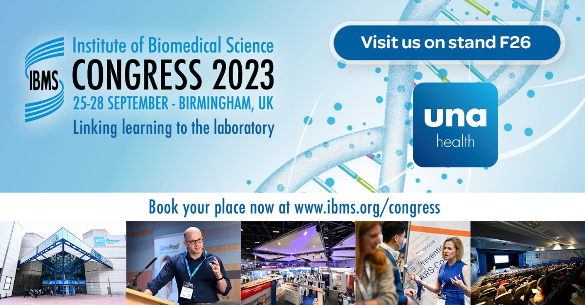 UnaHealth's tweet photo. Are you attending the IBMS Congress, 25th-28th September?
Our team looks forward to seeing you there and talking you through our diverse range of #pathology solutions and innovative #POCT products. 
#IBMSCongress2023 @IBMScience

Find out more >> https://t.co/7AhFPe8nWz https://t.co/enZCuEoDAb