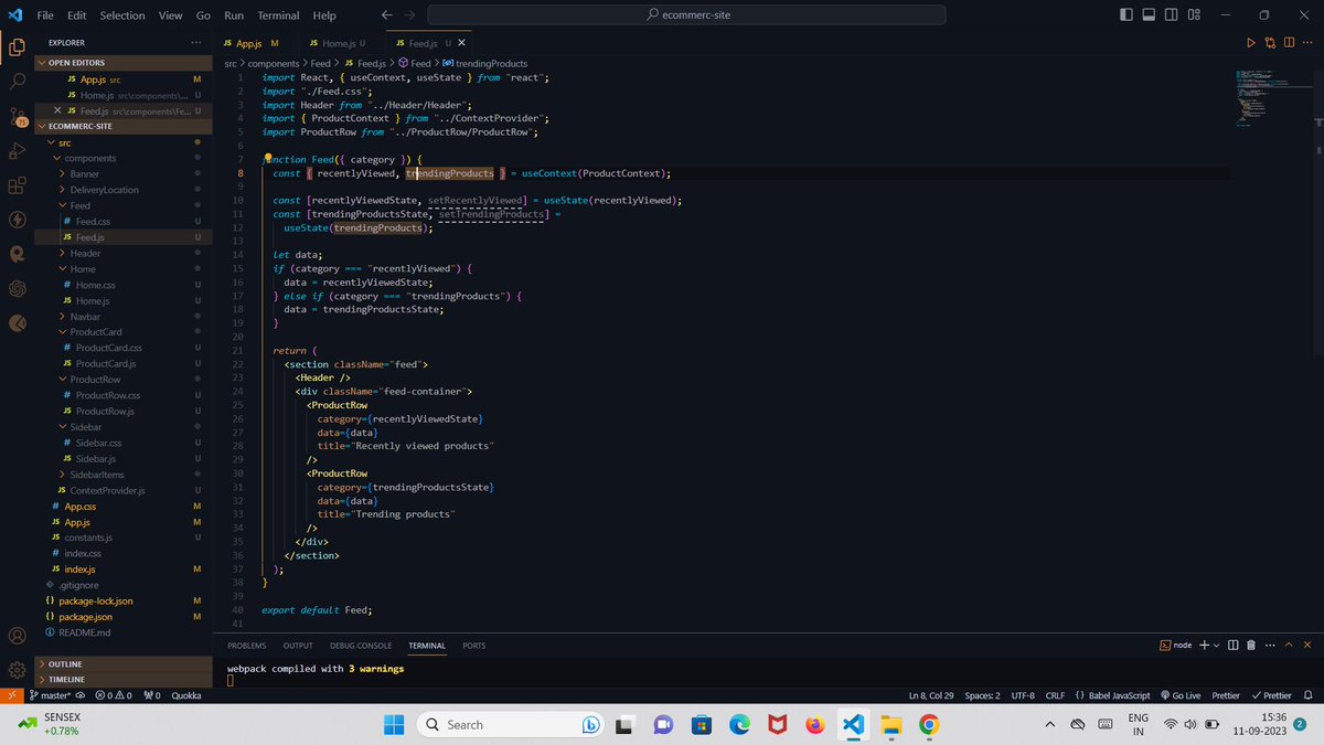 _iijawhor_'s tweet image. Day 97-98 of #100DaysOfCode
Just revamped my eCommerce project with the #ContextAPI and #useContext No more prop drilling Now my app is super efficient and organized, making state management a breeze.Code cleaner, components happier! 💻#ReactJS #100daysofcodechallenge #javascript