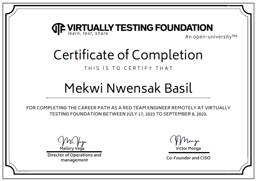 EngBasil's tweet photo. Intensive Red Team Engineering Internship with @VTFoundation for 8 weeks.  Necessary tools learned for Penetration Testing, Malware analysis, Digital Forensics, etc. were learned. Not forgetting the professional aspect learned as well. More info here:  https://t.co/DU8B1IQM7E https://t.co/DXNLisVHgs