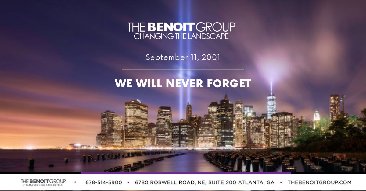 thebenoitgroup's tweet photo. @TheBenoitGroup honors the heroes who rushed towards danger, the families forever changed, and a world that united. May we never forget the resilience, compassion, and strength that emerged from the darkest moments. #NeverForget911 https://t.co/sLh1MGw2A2