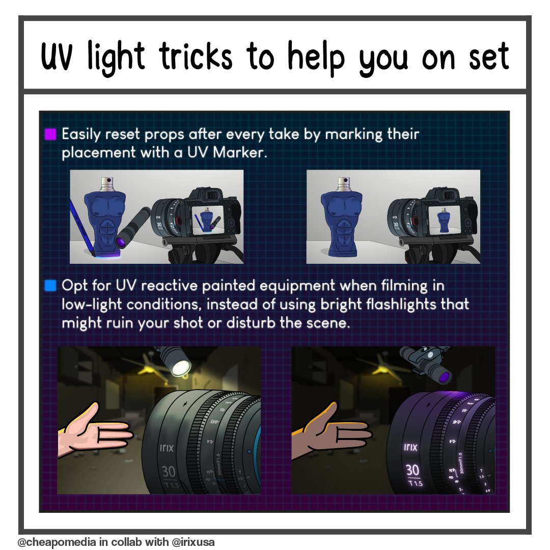 Simple but effective tricks 😎

Post by <a href="/cheapomedia/">cheap'o'media</a> in collaboration with <a href="/IrixUSA/">Irix Lens USA</a> 

#irix #cheapomedia #UVlight #filmmaker #filmmaking #irixlenses