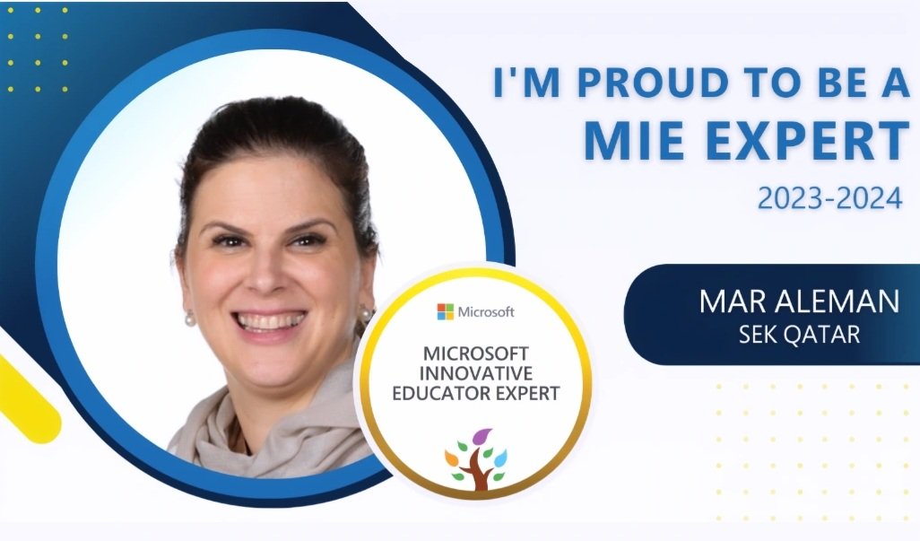MarAlemn5's tweet photo. This year will be filled with new opportunities. So excited to be selected as an MIE Expert for 2023-2024 #MicrosoftEdu #MIEExpert @sekqatar https://t.co/dBoLrjdWkT