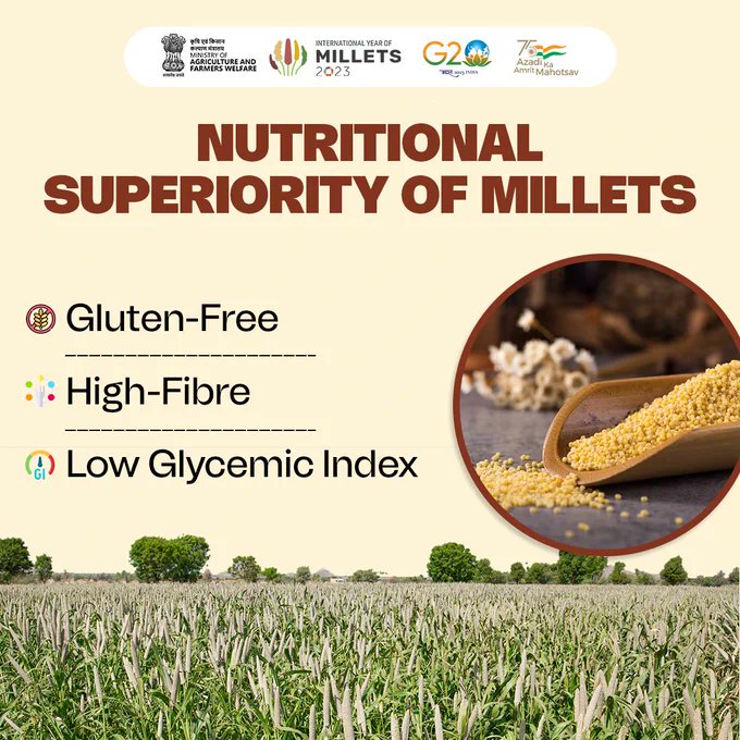 IndiainSwiss's tweet photo. #internationalyearofmillets
Nutritional Superiority of Millets!
#IYM2023 #YearofMillets #MilletsFactCheck
@MEAIndia @AgriGoI @MoHFW_INDIA @icarindia @IYM2023 #IYM2023 #YearofMillets #MilletsFactCheck https://t.co/dcgzOl3GCw