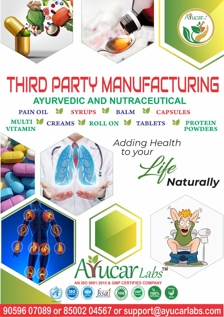 We are the manufacturers, third-party manufacturers, exporters, and suppliers of a wide range of Ayurvedic Medicines and nutraceutical supplements.
ayucar-labs.blogspot.com
More Discussion:-+919030306245
Ayucarlabs.com
support@ayucarlabs.com