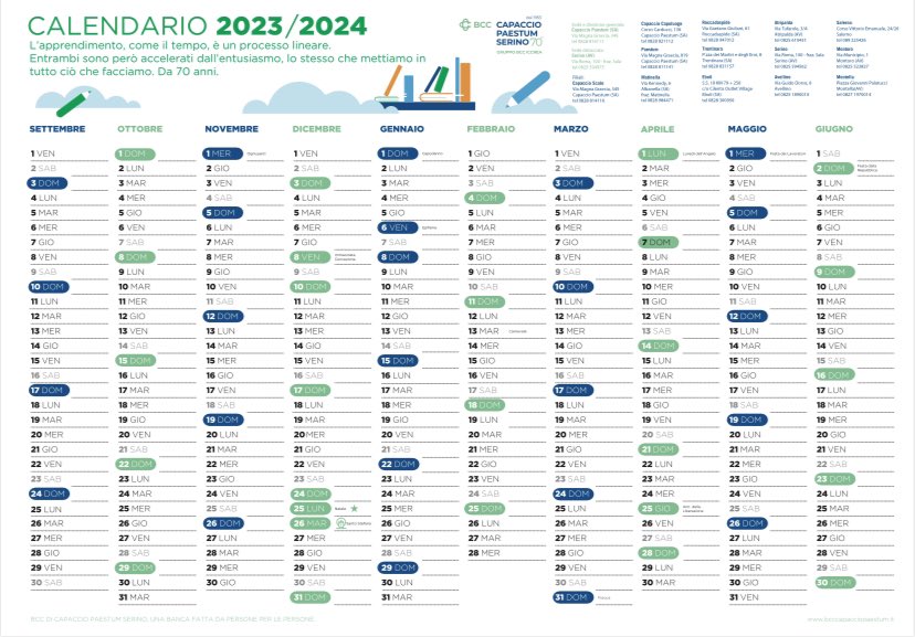 L’apprendimento, come il tempo, è un processo lineare. Entrambi sono però accelerati dall'entusiasmo, lo stesso che mettiamo in tutto ciò che facciamo. 
Da 70 anni.

#calendarioscolastico #bcccapacciopaestumserino #bccedu #bancadelterritorio #bancadipersoneperlepersone