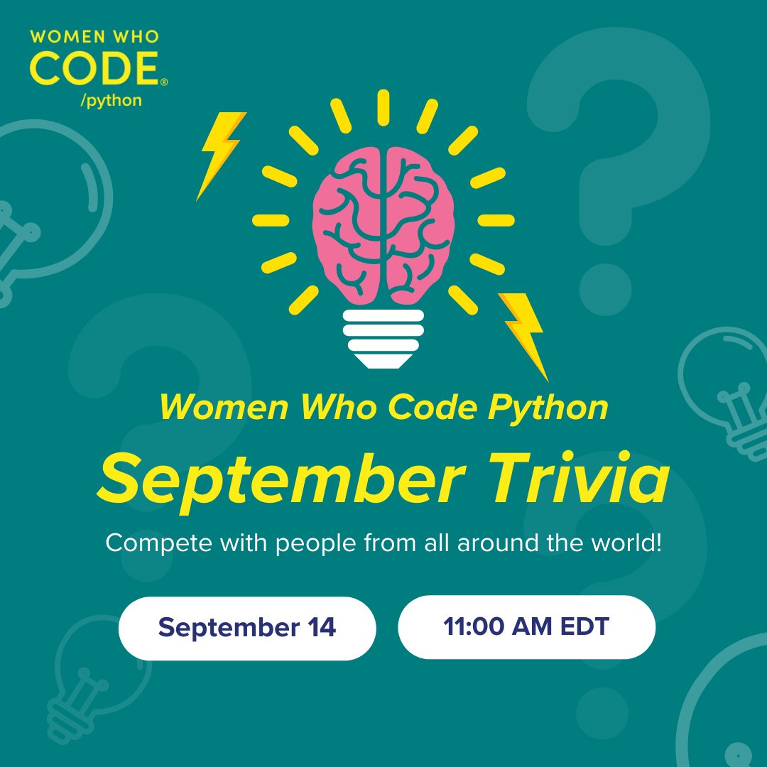 womensoftwarepy's tweet image. THREE DAYS to go!
Join us for an interesting round of💡Python Trivia💡.
Compete with people around the world to test your fluency in Python and win exciting swag!
Register at us02web.zoom.us/meeting/regist…