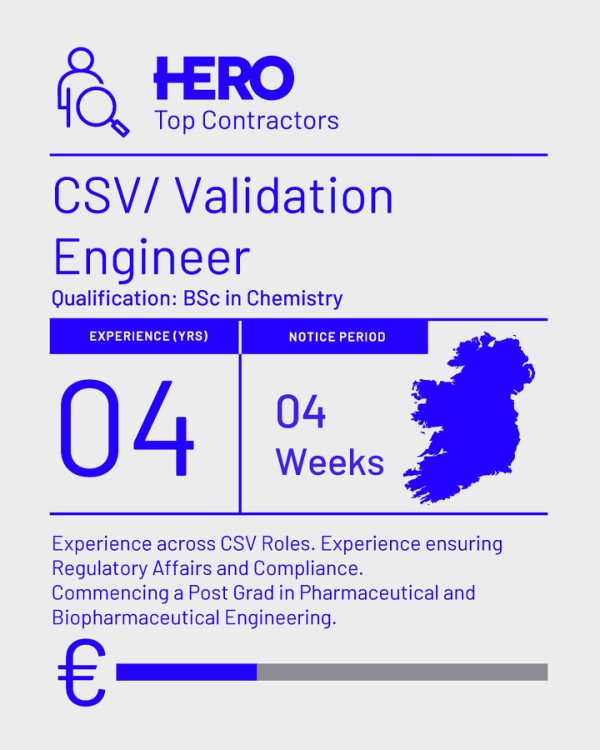 cazzaking17's tweet photo. 🌟 Our accomplished CSV/Validation Engineer, boasting 7 years' s experience, is ready to contribute to your team's success.  

Have the right experts when you need them. Talk with us today: Emma Griffin quality@hero.ie  or call 01 6190279 #VisionEngineer #CSVExpert #Galway https://t.co/LzbkvOg6le
