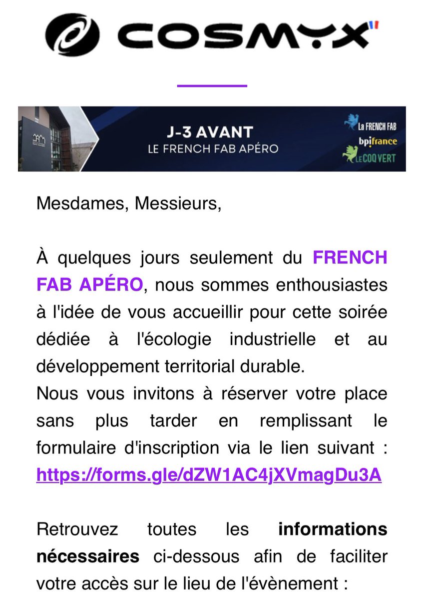 cosmyx3d's tweet photo. « L’écologie industrielle et le développement territorial durable »
Inscription 👉 https://t.co/P3fvBPiJYY
#lafrenchfab #medef #essonne
#impression3d #cosmyx #madeinfrance #imprimante3D #mira
#plasturgiste #plasturgie #plastique #biosource
#réindustrialisation
#industrie https://t.co/34nYMwHtTQ