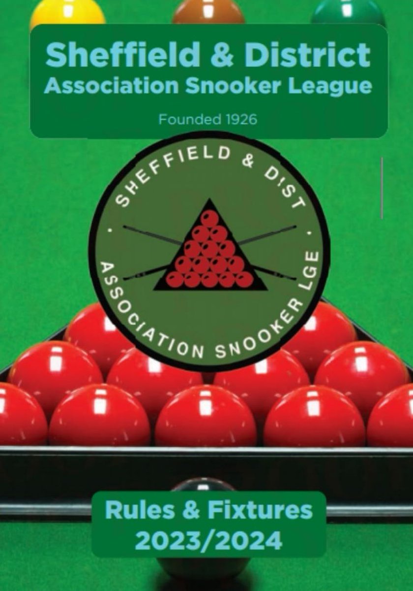 SandDASL's tweet image. 2/2
**HANDBOOK MEETING MONDAY 11TH SEPTEMBER **
The League will start on Wednesday 27th September with the BH Division starting in Tuesday 26th.

Just a reminder that competition entry forms are now on the website and should be emailed to admin@sheffieldsnooker.net