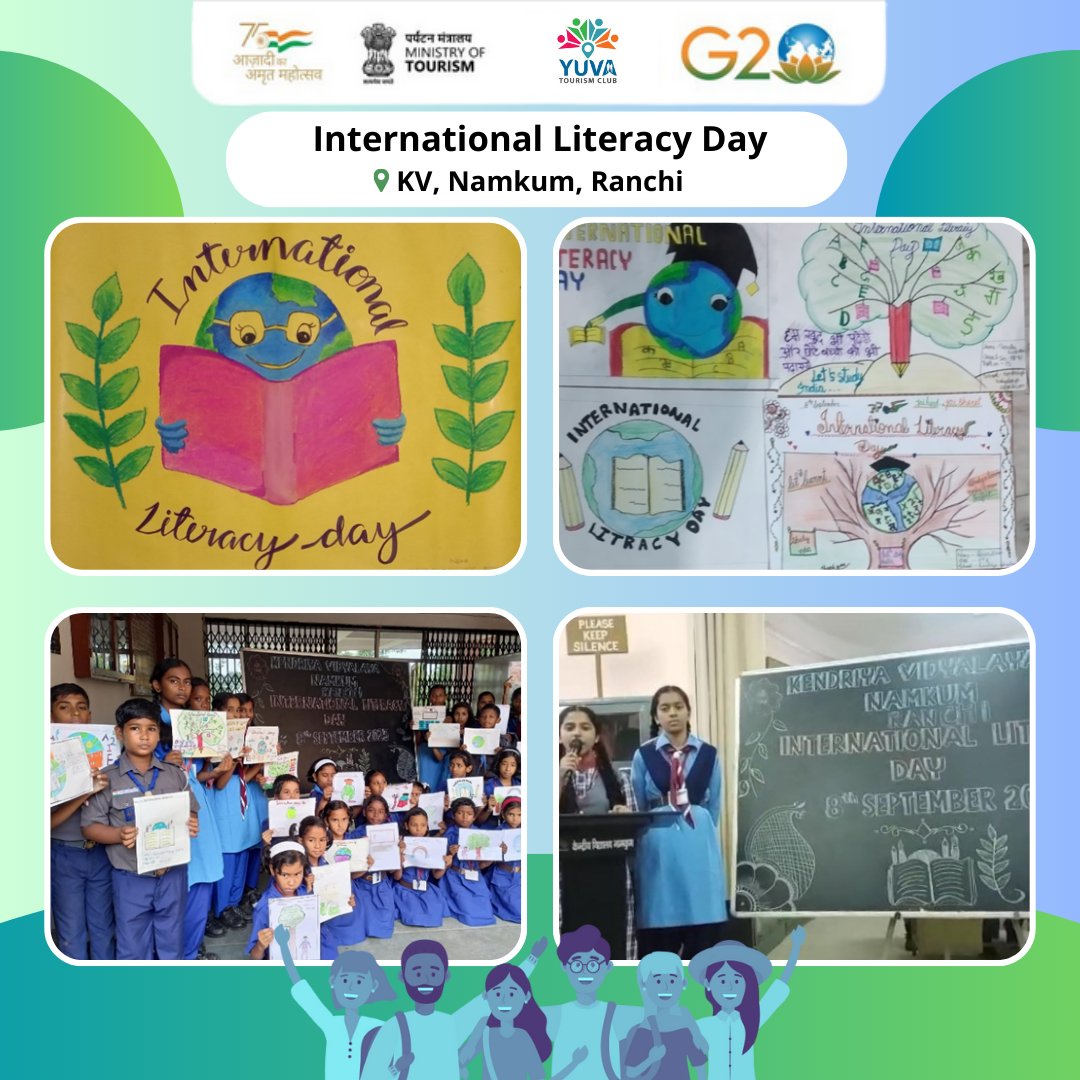 Under the aegis of Ministry of Tourism, Yuva Tourism Club (YTC) of KV Namkum in Ranchi, celebrated International Literacy Day with great zeal.
#InternationalLiteracyDay #YuvaTourism #Education