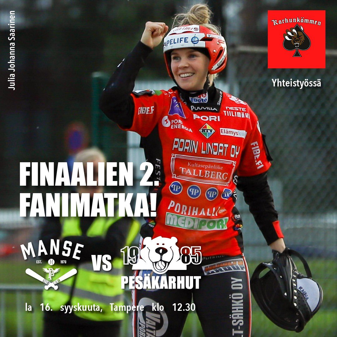 PesakarhutPori's tweet photo. PESÄ... KARHUT!
Nyt kaikki mukaan, toivomme että saamme kaksi bussia Tampereelle🔥

Nyt tarvitaan jokaisen panosta💪

Matkan hinta vain 30€, sis. lipun ja bussikyydit.

Lähde mukaan: https://t.co/gn6GrRfN1q

#olemukana #pesäkarhut #pesis #fanimatka #kausi2023 #finaalit https://t.co/VEXItA8Clu