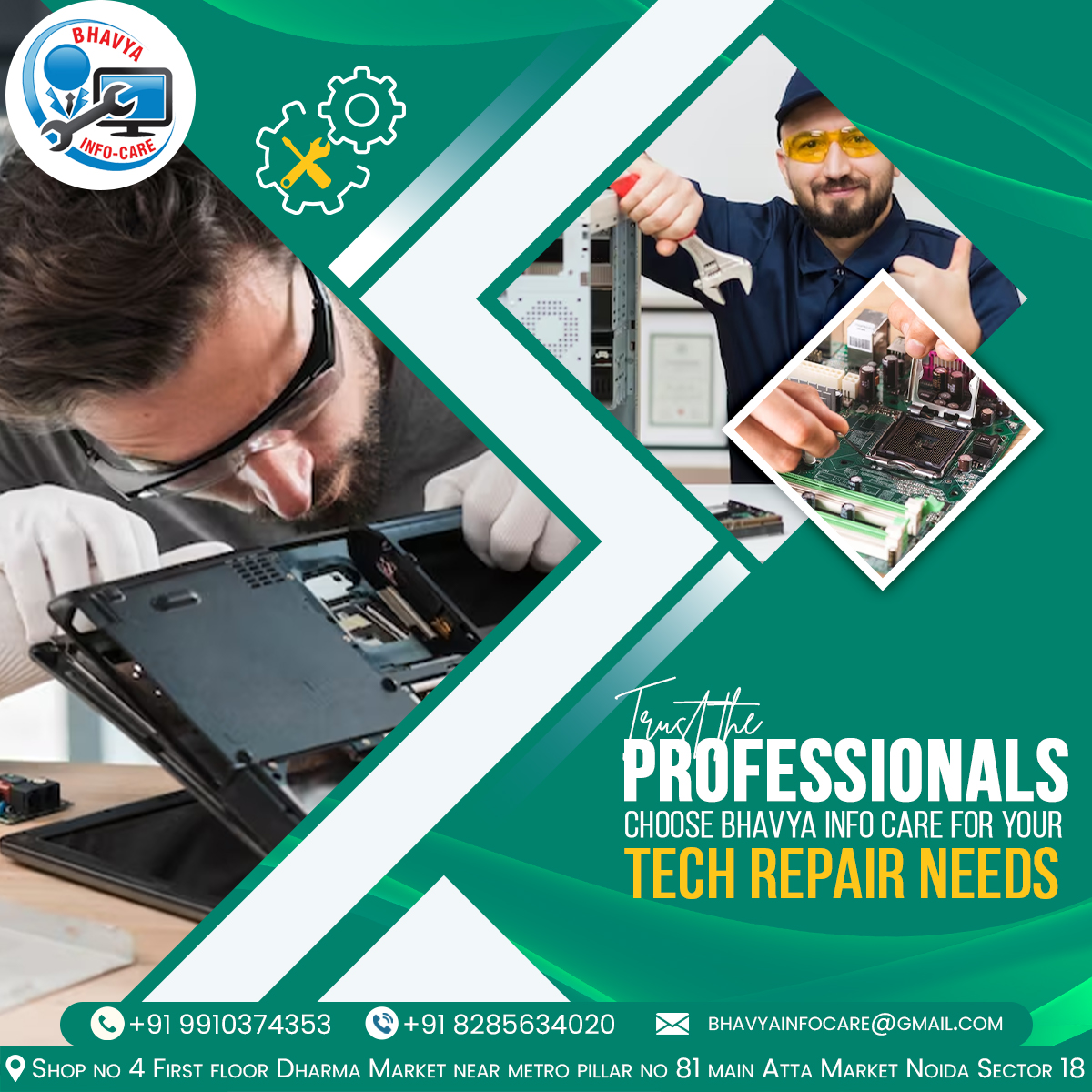 BhavyaInfoCare's tweet image. 🏁 Speed up your tech journey with Bhavya Care Info&apos;s top-notch repairs and solutions! Let&apos;s give your computer a new lease on life. 🚀💻 #ComputerRevival #TechHelp
Get more details :
Call on 91-8285634020