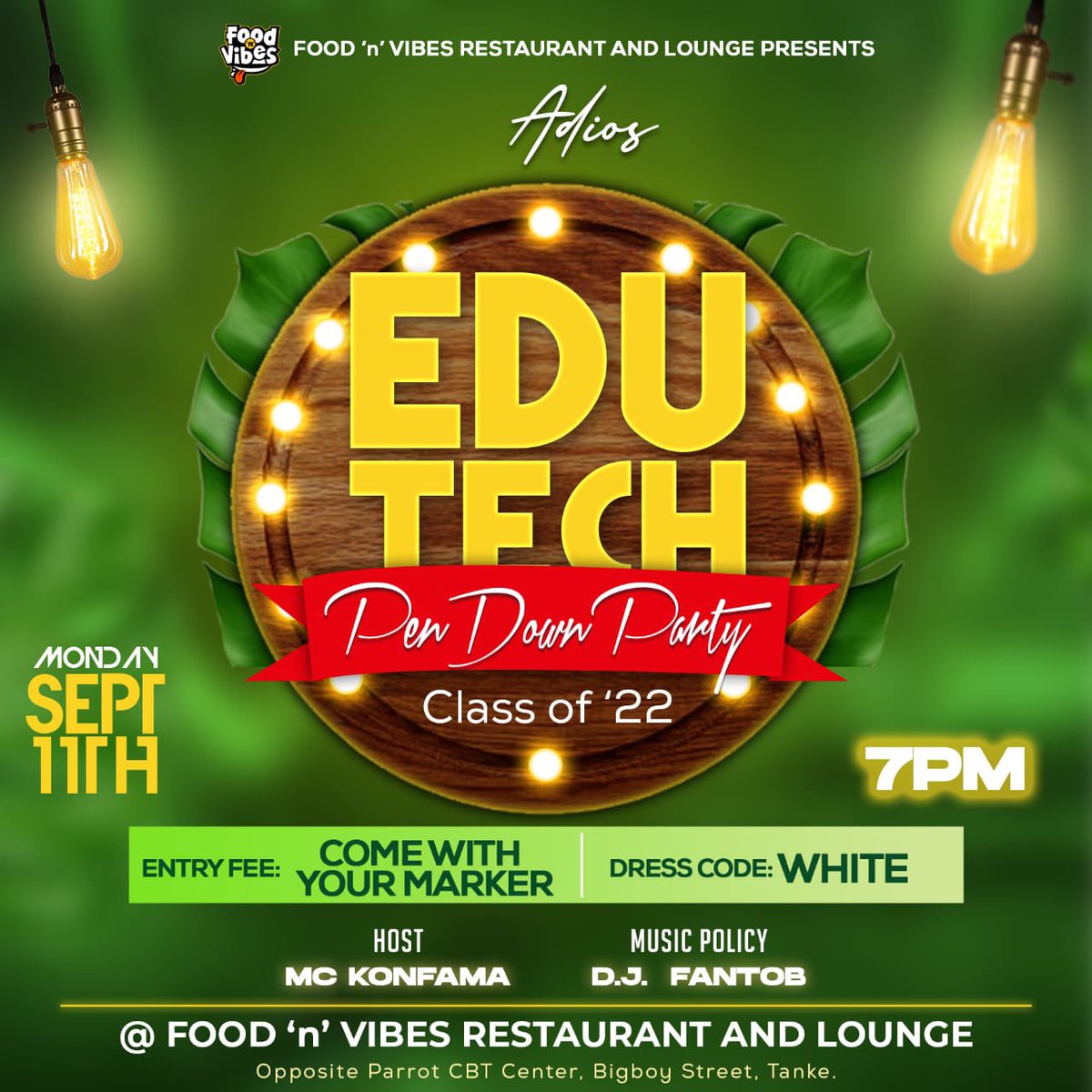 It’s 2 in 1 today, Come party with us at food and vibes. Where fun never stops