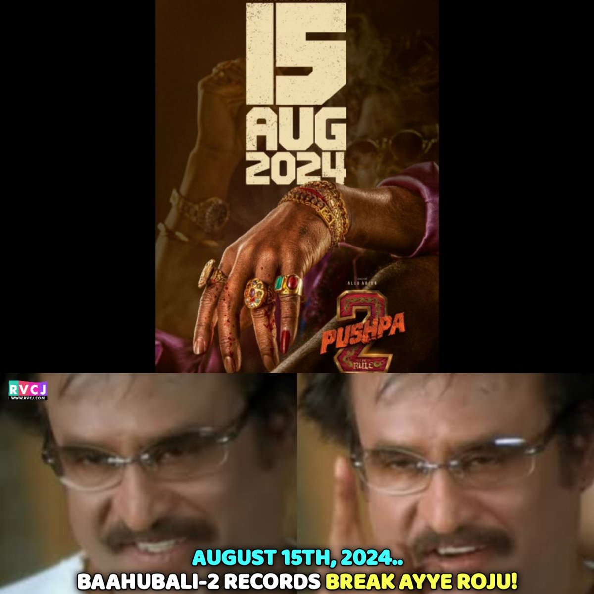 rvcj_telugu's tweet photo. Pushpa 2 💥
.
#Pushpa2TheRule #Pushpa2OnAug15th #Pushpa #Pushpa2 #PushpaTheRule #AlluArjun #Baahubali2 #Prabhas #RvcjTelugu https://t.co/uoyInibOf4