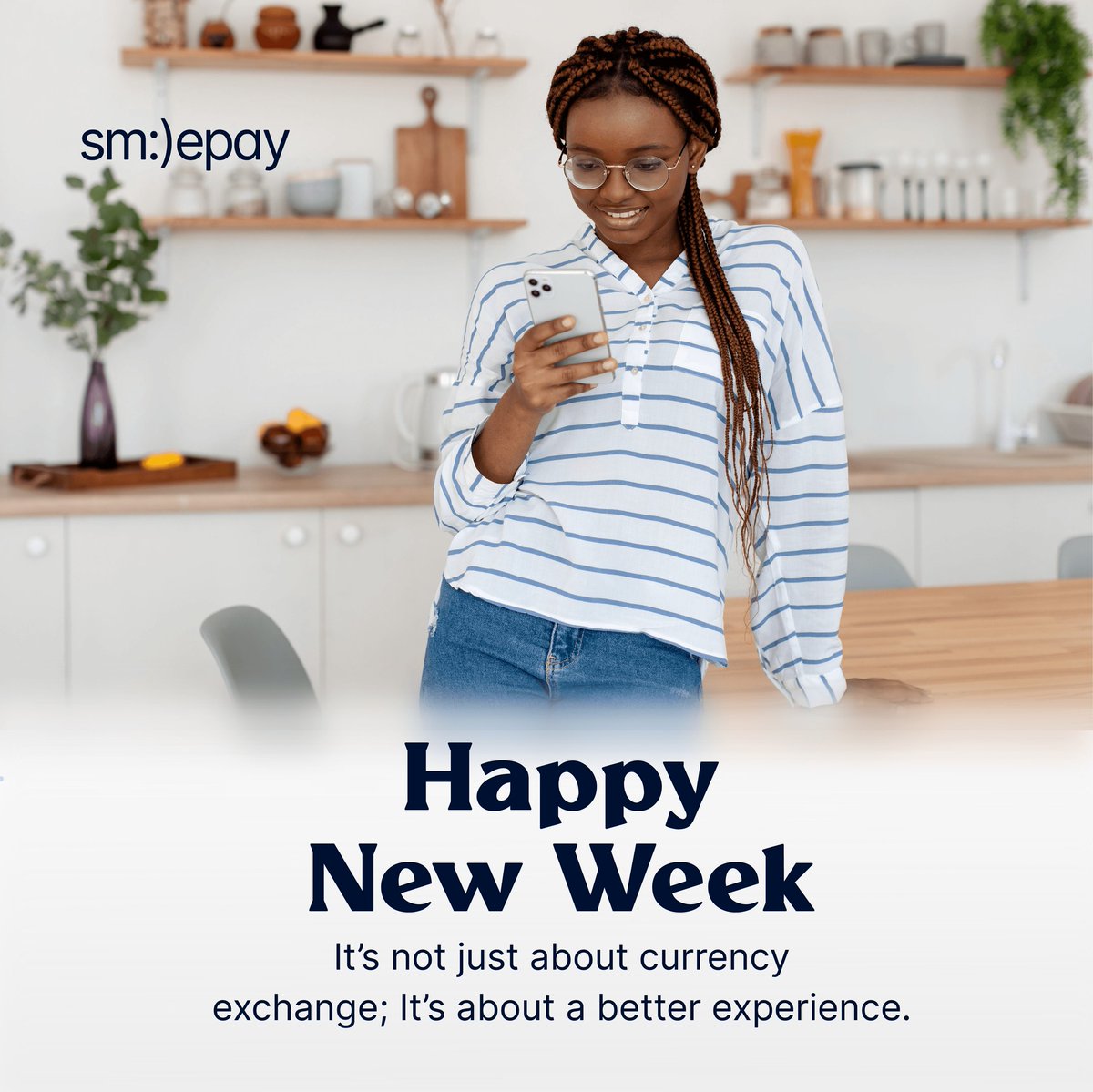 SmilepayA's tweet photo. Happy new week everyone.
Remember that with Smilepay you don't just exchange currencies, you enjoy reliable service.

 Have a great week

#monday #mondaymotivation #newweeknewgoals #fintech
#TechNews  #techtwitter #smilepayafrica #smilepay https://t.co/c6B97rmMIR
