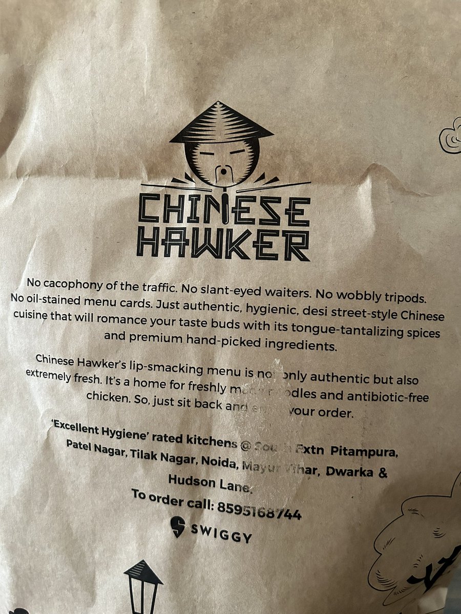 "No slant eyed waiters"

I really wish I could order Asian food in Delhi and not have it come with a side order of racism and classism.

I tried calling the number listed but their phone was off. Seriously, wth!?