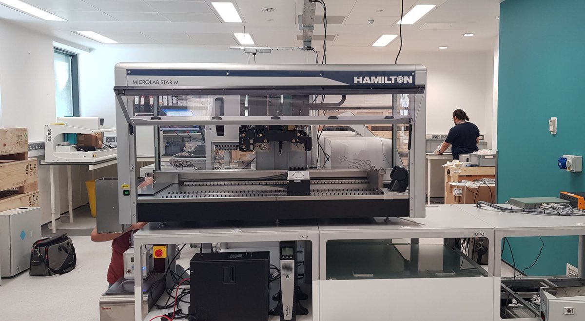 generoom's tweet photo. The @automata_tech team hard at work connecting Hamilton Star 1 and Starlet. 
We will verify the Hamilton and use it standalone while the build continues around it, avoiding service disruption🤞
#RMHautomatabuild @royalmarsdenNHS @NorthThamesGLH https://t.co/7azc55fGH4