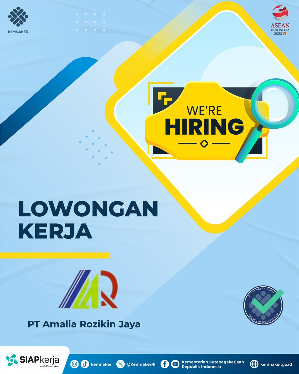 KemnakerRI's tweet photo. Info loker luar negeri

PT Amalia Rozikin Jaya sedang membuka lowongan pekerjaan di bidang Caregiver untuk penempatan Taiwan 

Info lebih lengkap #LokerNaker ini bisa kunjungi https://t.co/mWQGUWYGt9 https://t.co/t02xaVTcDn