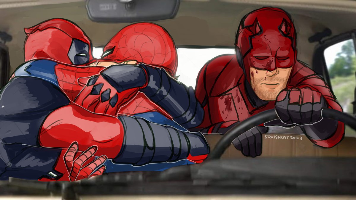 daredevil? no designated driver

#spideypool #teamred #spiderman #deadpool #daredevil